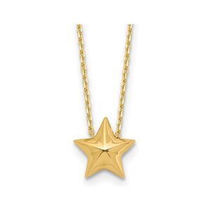 14K Yellow Gold Hollow Star Pendant with Chain